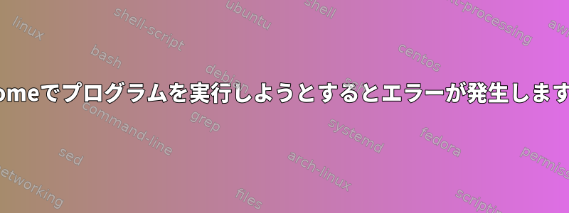 /homeでプログラムを実行しようとするとエラーが発生します。