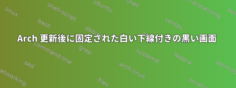 Arch 更新後に固定された白い下線付きの黒い画面