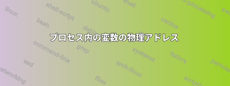 プロセス内の変数の物理アドレス