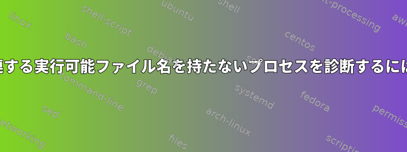 関連する実行可能ファイル名を持たないプロセスを診断するには？