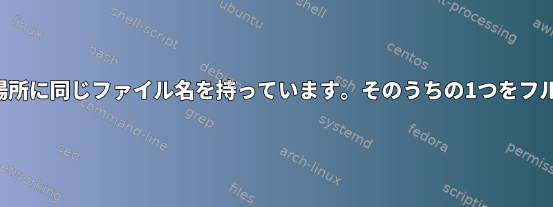 3つの異なるアプリケーションが異なる場所に同じファイル名を持っています。そのうちの1つをフルネームでどのように削除できますか？