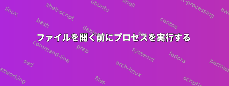 ファイルを開く前にプロセスを実行する