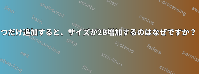 1つだけ追加すると、サイズが2B増加するのはなぜですか？