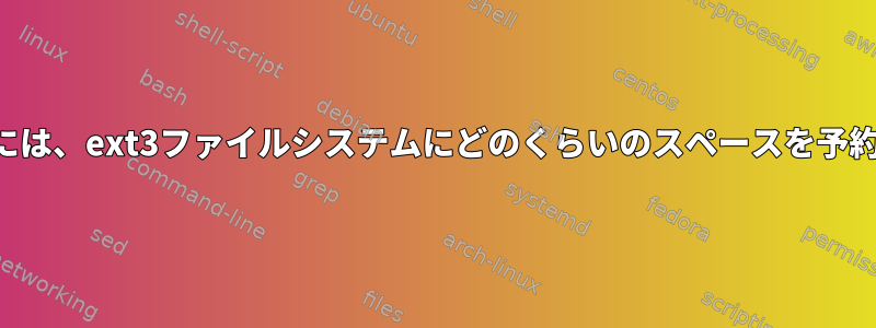 断片化の問題を回避するには、ext3ファイルシステムにどのくらいのスペースを予約する必要がありますか？