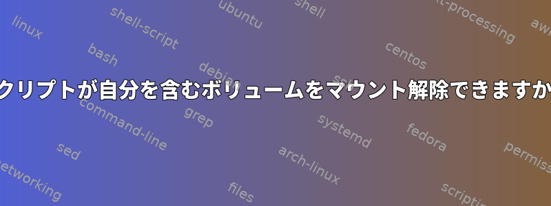 スクリプトが自分を含むボリュームをマウント解除できますか？