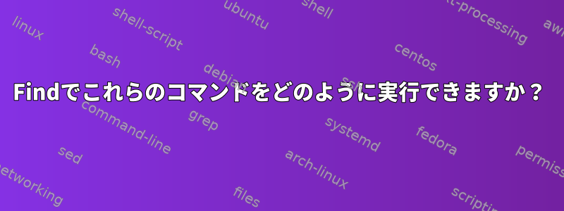 Findでこれらのコマンドをどのように実行できますか？