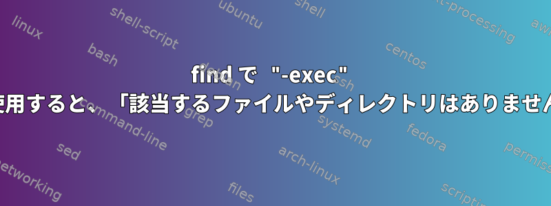 find で "-exec" を使用すると、「該当するファイルやディレクトリはありません」