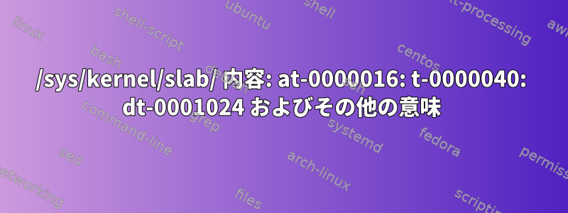 /sys/kernel/slab/ 内容: at-0000016: t-0000040: dt-0001024 およびその他の意味