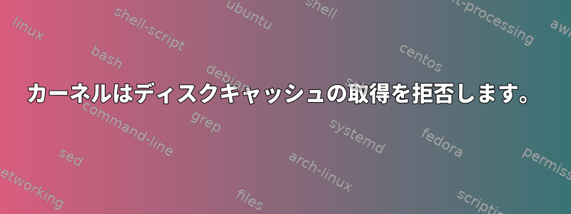 カーネルはディスクキャッシュの取得を拒否します。