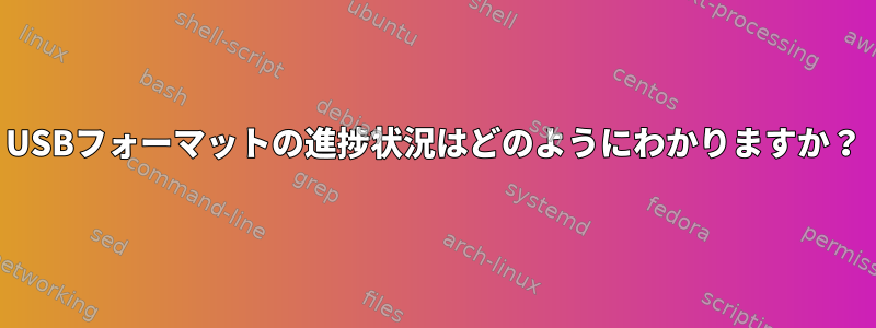 USBフォーマットの進捗状況はどのようにわかりますか？