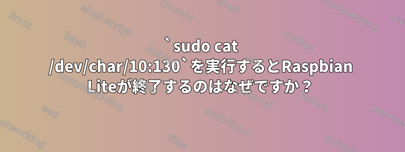 `sudo cat /dev/char/10:130`を実行するとRaspbian Liteが終了するのはなぜですか？