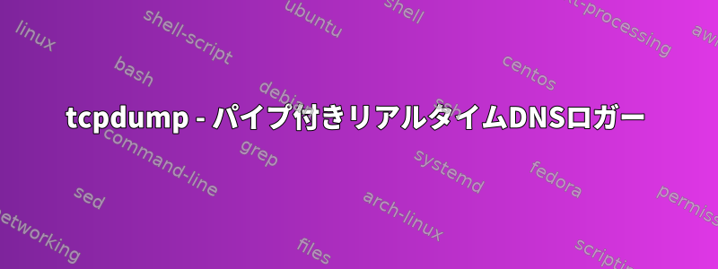 tcpdump - パイプ付きリアルタイムDNSロガー