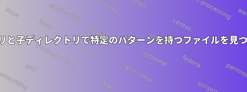 親ディレクトリと子ディレクトリで特定のパターンを持つファイルを見つける方法は？