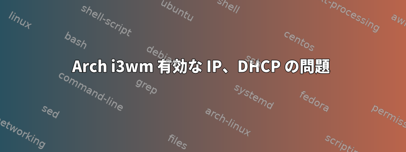 Arch i3wm 有効な IP、DHCP の問題