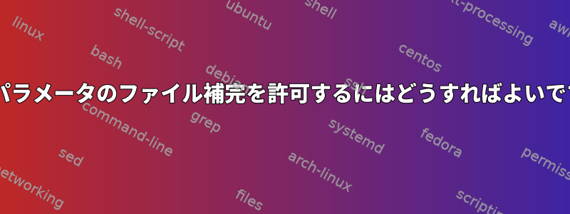 残り_パラメータのファイル補完を許可するにはどうすればよいですか？