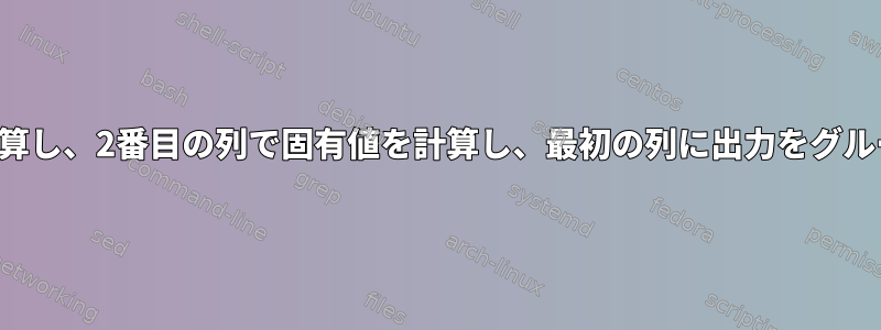 最初の列として計算し、2番目の列で固有値を計算し、最初の列に出力をグループ化しますか？