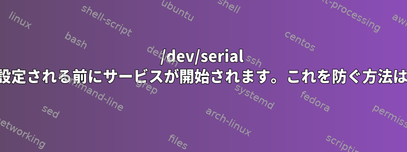 /dev/serial が設定される前にサービスが開始されます。これを防ぐ方法は？