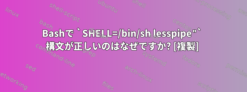 Bashで `SHELL=/bin/sh lesspipe"` 構文が正しいのはなぜですか? [複製]