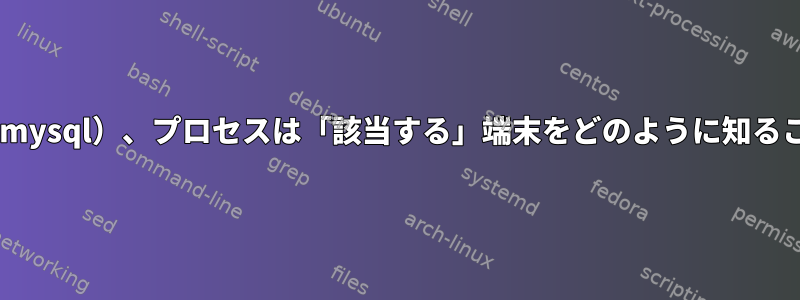 stdio以外の場合（mysql）、プロセスは「該当する」端末をどのように知ることができますか？