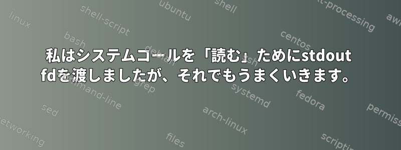 私はシステムコールを「読む」ためにstdout fdを渡しましたが、それでもうまくいきます。