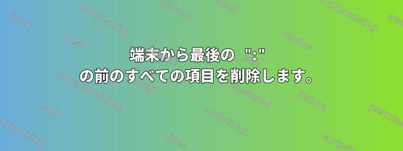 端末から最後の ":" の前のすべての項目を削除します。