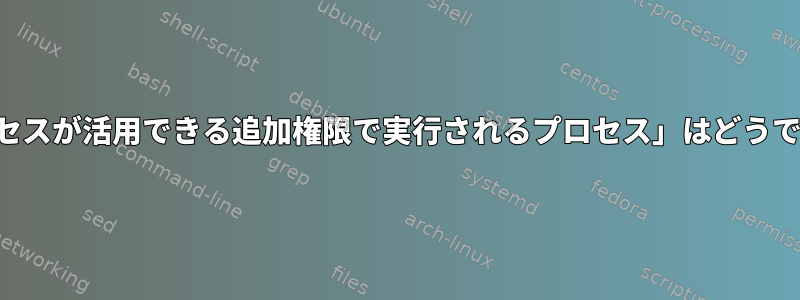 「プロセスが活用できる追加権限で実行されるプロセス」はどうですか？