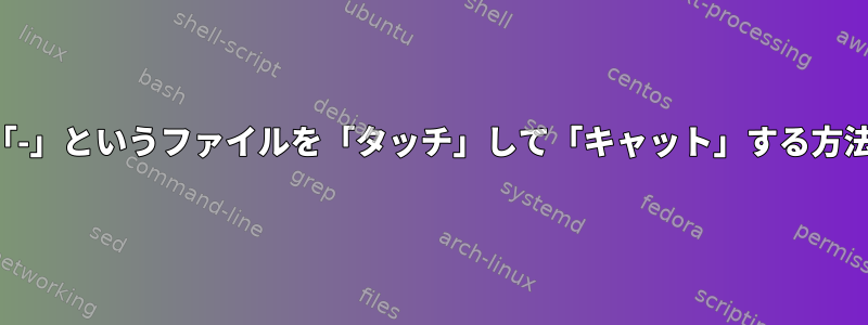 「-」というファイルを「タッチ」して「キャット」する方法