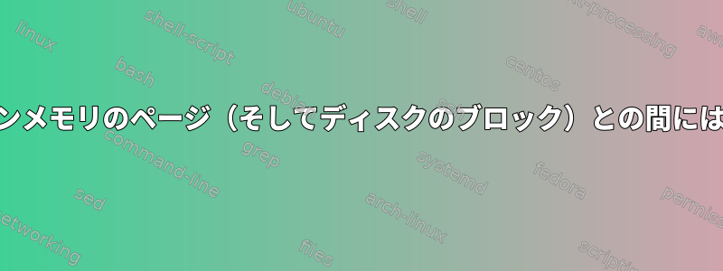 CPUキャッシュのラインとメインメモリのページ（そしてディスクのブロック）との間にはどのような関係がありますか？