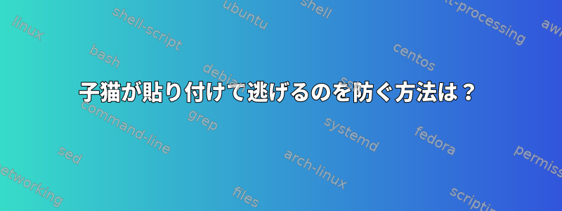 子猫が貼り付けて逃げるのを防ぐ方法は？