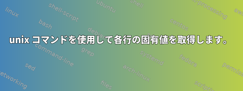 unix コマンドを使用して各行の固有値を取得します。