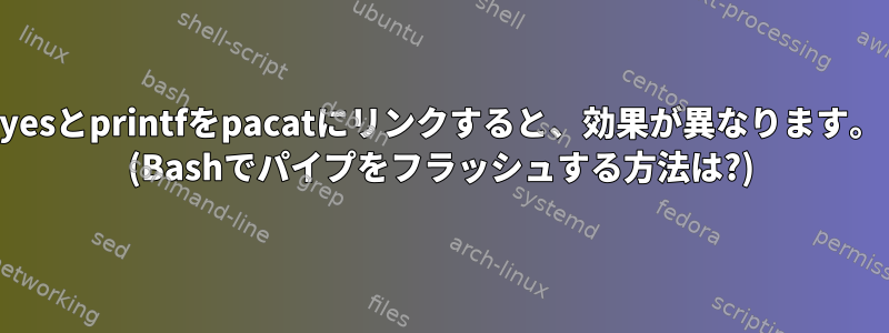 yesとprintfをpacatにリンクすると、効果が異なります。 (Bashでパイプをフラッシュする方法は?)