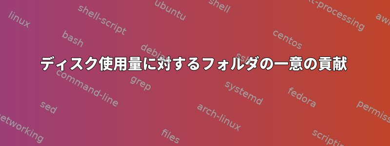 ディスク使用量に対するフォルダの一意の貢献