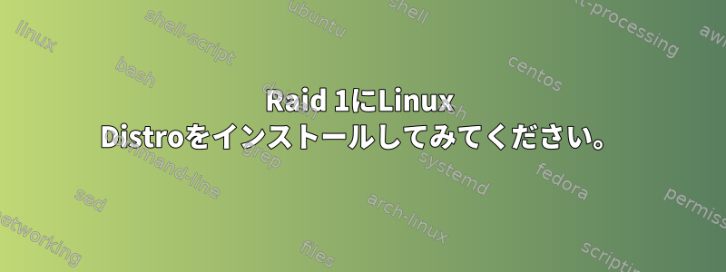 Raid 1にLinux Distroをインストールしてみてください。