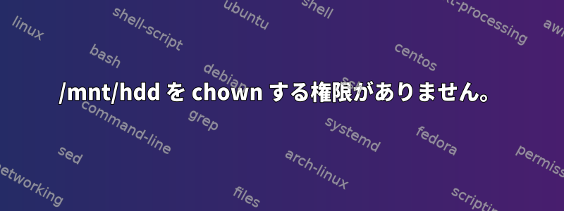 /mnt/hdd を chown する権限がありません。