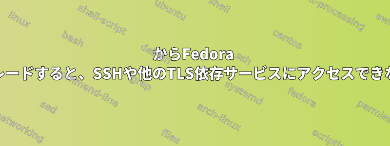 28からFedora 29にアップグレードすると、SSHや他のTLS依存サービスにアクセスできなくなります。