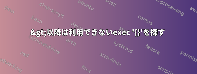 &gt;以降は利用できないexec '{}'を探す