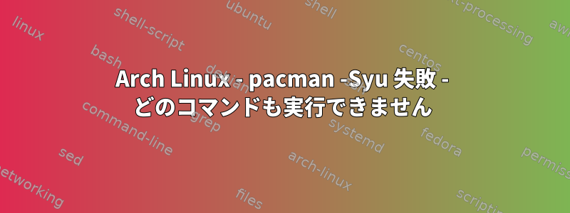 Arch Linux - pacman -Syu 失敗 - どのコマンドも実行できません