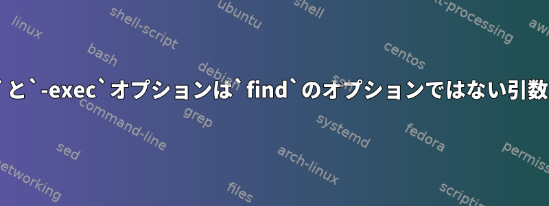 `-name`と`-exec`オプションは`find`のオプションではない引数ですか？