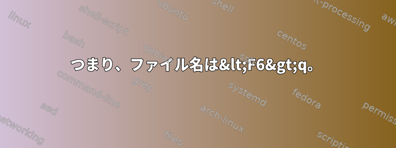 つまり、ファイル名は&lt;F6&gt;q。