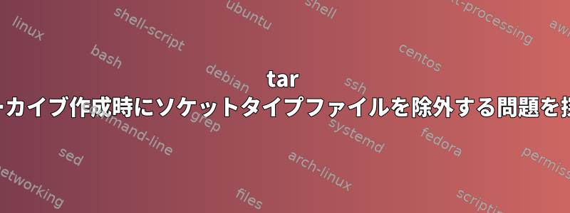 tar アーカイブ作成時にソケットタイプファイルを除外する問題を探す