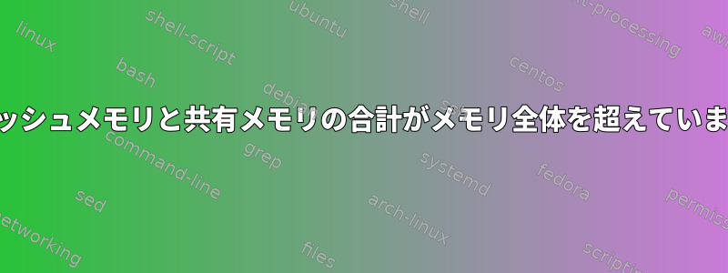 キャッシュメモリと共有メモリの合計がメモリ全体を超えています。