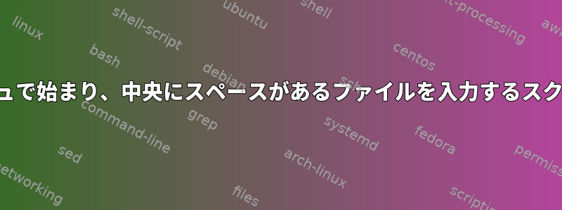 ダッシュで始まり、中央にスペースがあるファイルを入力するスクリプト