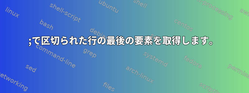 ;で区切られた行の最後の要素を取得します。