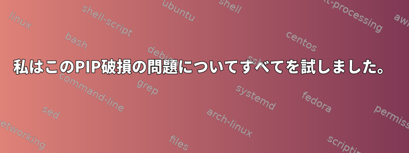 私はこのPIP破損の問題についてすべてを試しました。