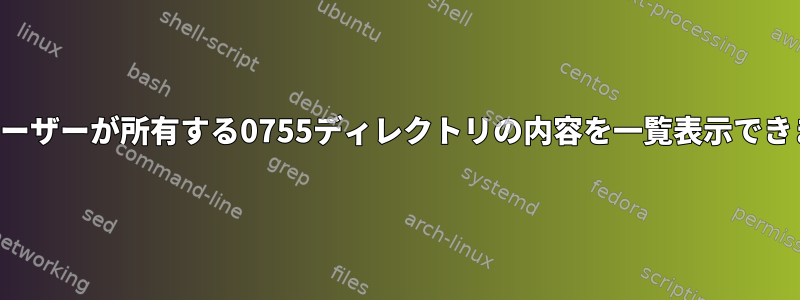 現在、ユーザーが所有する0755ディレクトリの内容を一覧表示できません。