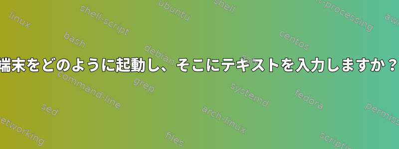 端末をどのように起動し、そこにテキストを入力しますか？