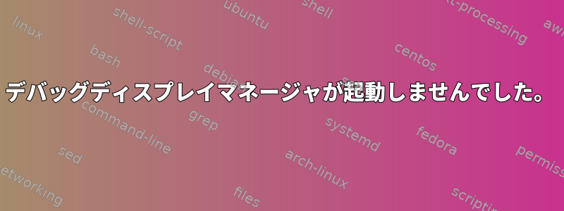 デバッグディスプレイマネージャが起動しませんでした。