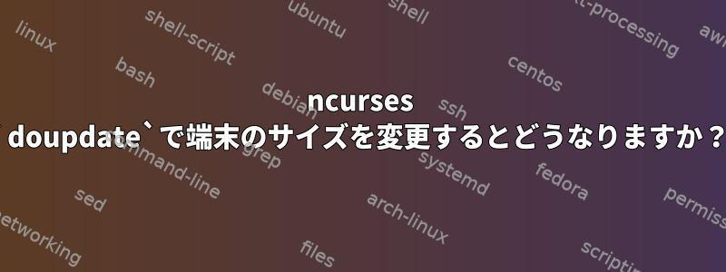 ncurses `doupdate`で端末のサイズを変更するとどうなりますか？