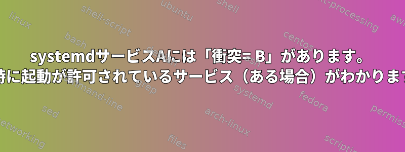 systemdサービスAには「衝突= B」があります。 AとBの両方が有効になっています。起動時に起動が許可されているサービス（ある場合）がわかりますか？それともランダムに始まりますか？