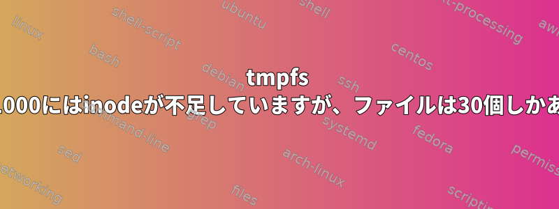 tmpfs /run/user/1000にはinodeが不足していますが、ファイルは30個しかありません。